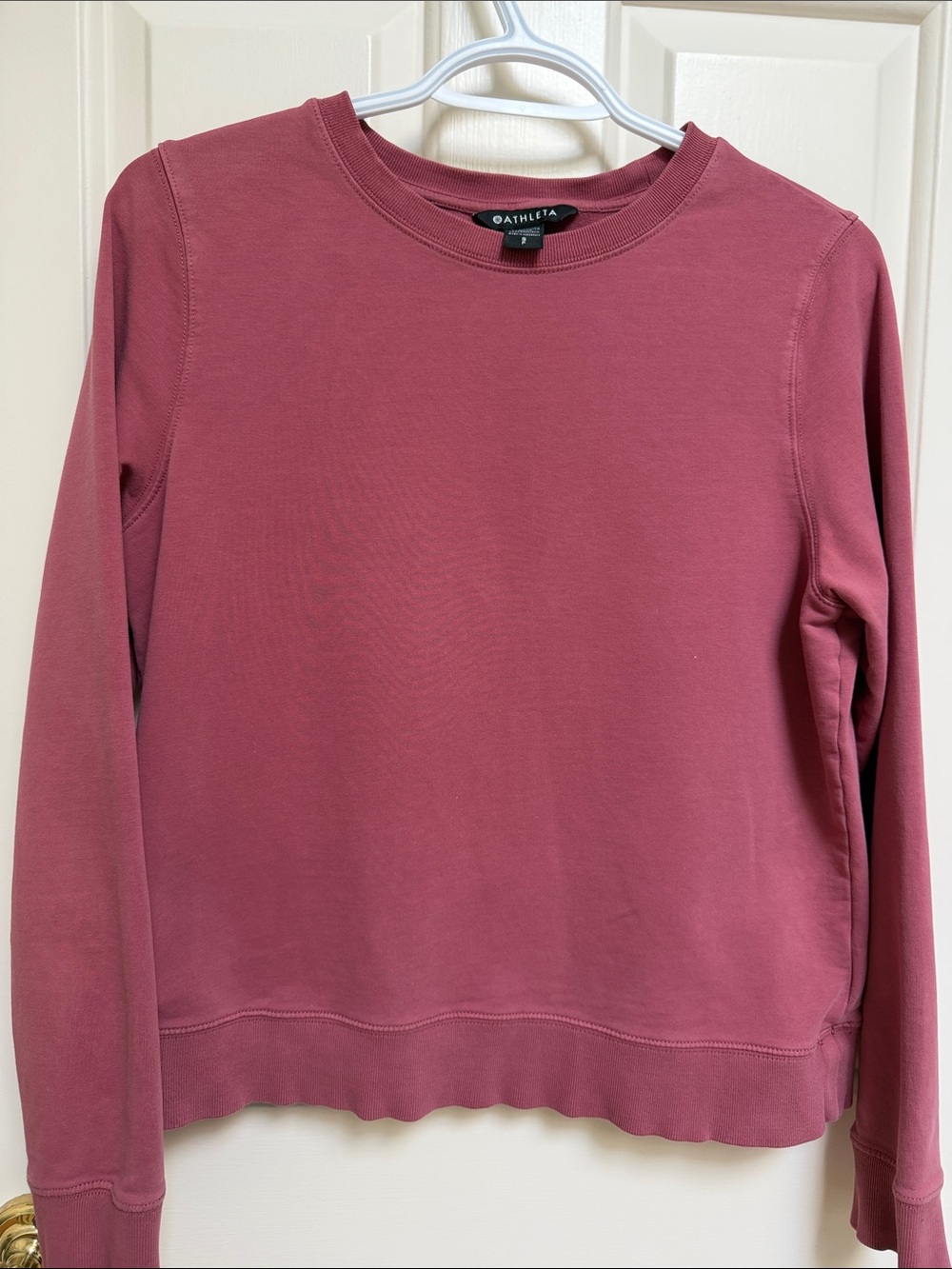 Athleta sz S Classic soft sweatshirt - rose - vertical back seam